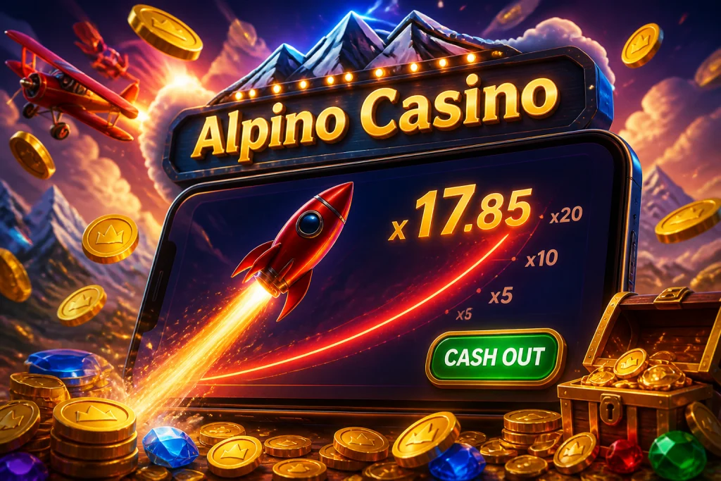 Crash game Aviator su Alpino Casino con il moltiplicatore in salita e il cashback dedicato